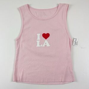 HiRes Tank Top Juniors XS Pink Sleeveless I Heart Love LA Cotton NWT NEW